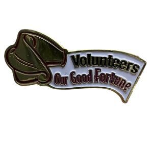 Positive Promotions "Volunteers Our Good Fortune" Gold Enamel Lapel Pin w Card